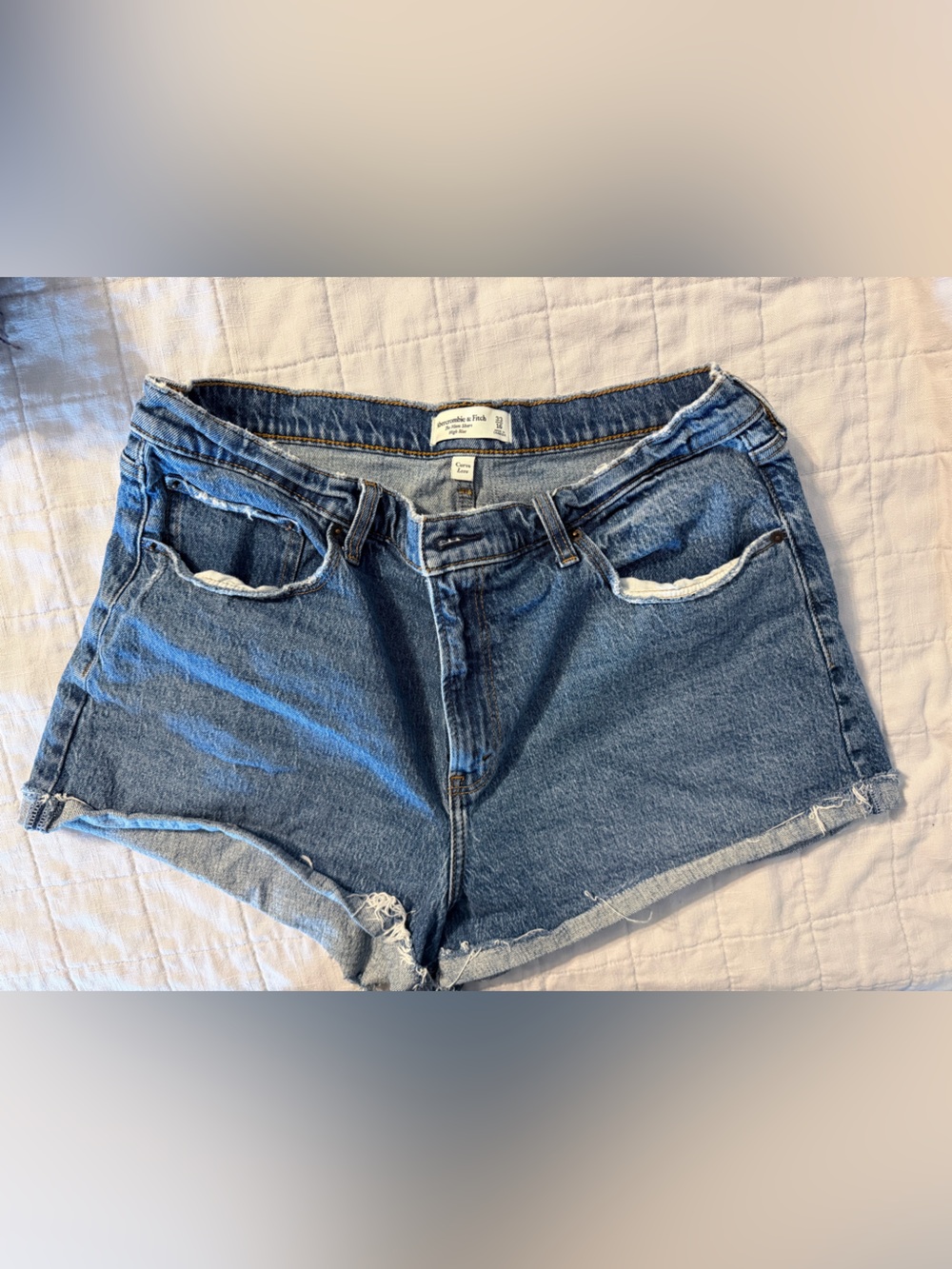 Abercrombie & Fitch Light Blue Distressed Denim Shorts